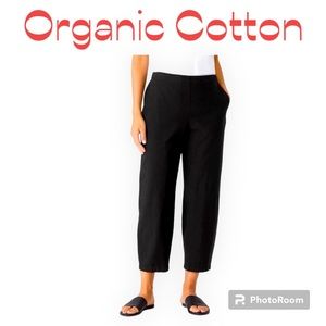 EILEEN FISHER NWT Organic Cotton / Hemp Black Lantern Pants in SZ L